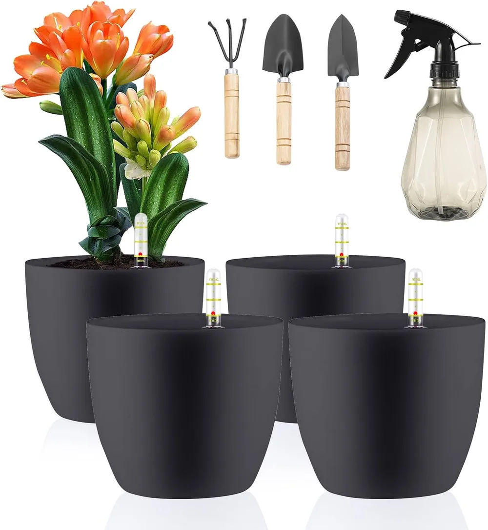 langray-4er-set-blumentopf-mit-wasseranzeiger-15-5x13cm-selbstbewaesserungstopf